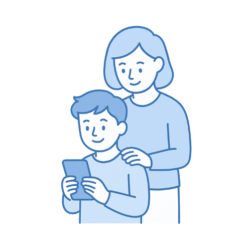 Parent overseeing child using phone